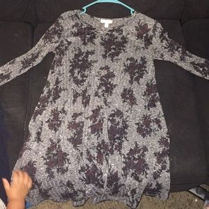 Maroon flower dress long sleeve